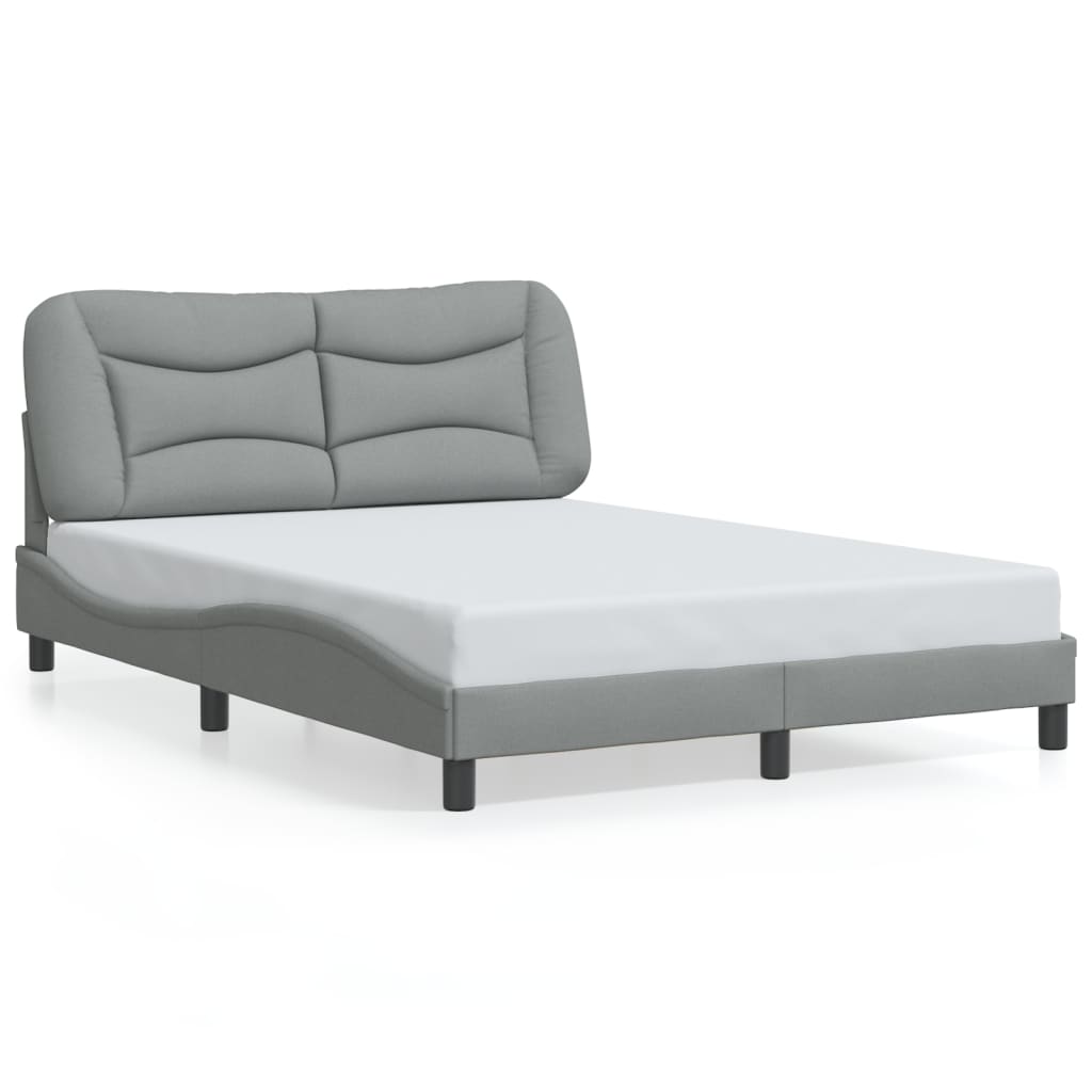 Cadre de lit avec LED sans matelas gris clair 140x190 cm tissu - XIOS