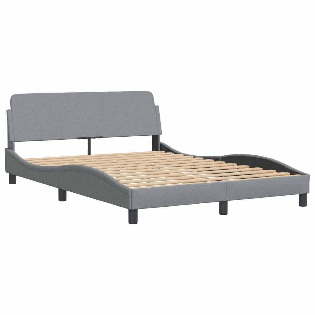 Cadre de lit avec LED sans matelas gris clair 140x190 cm tissu - XIOS