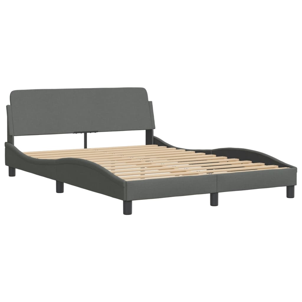 Cadre de lit avec LED sans matelas gris foncé 140x190 cm tissu - XIOS