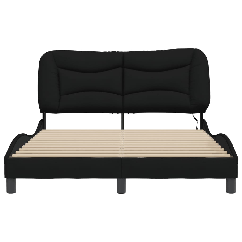 Cadre de lit avec LED sans matelas noir 140x190 cm tissu - XIOS
