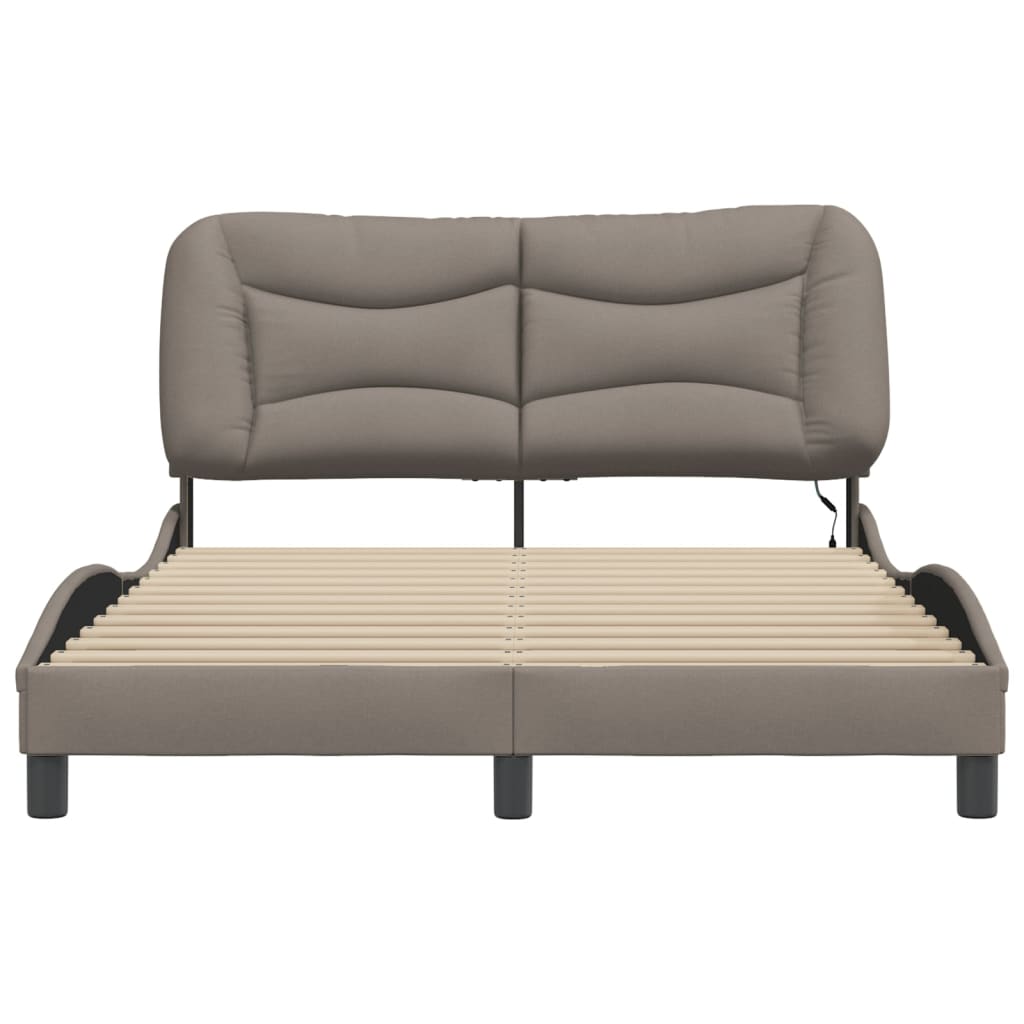 Cadre de lit avec LED sans matelas taupe 140x190 cm tissu - XIOS