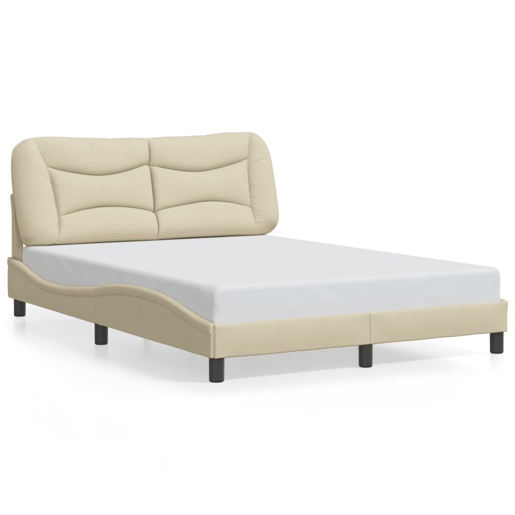 Cadre de lit avec LED sans matelas crème 140x190 cm tissu - XIOS