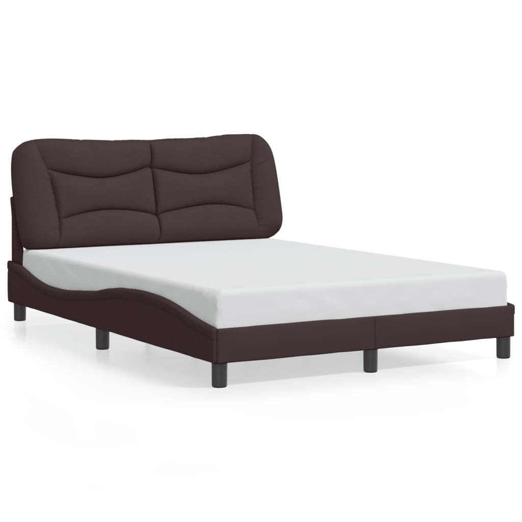 Cadre de lit avec LED sans matelas marron foncé 140x200cm tissu - XIOS
