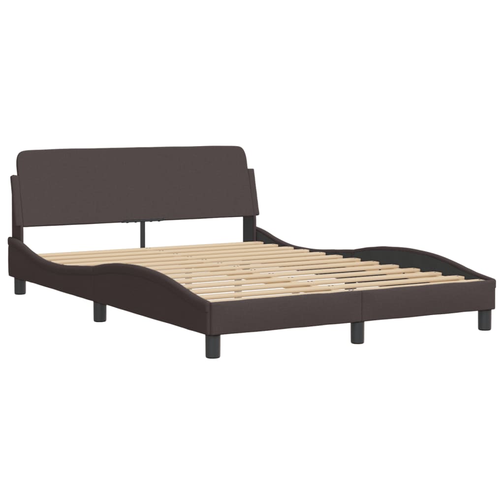 Cadre de lit avec LED sans matelas marron foncé 140x200cm tissu - XIOS