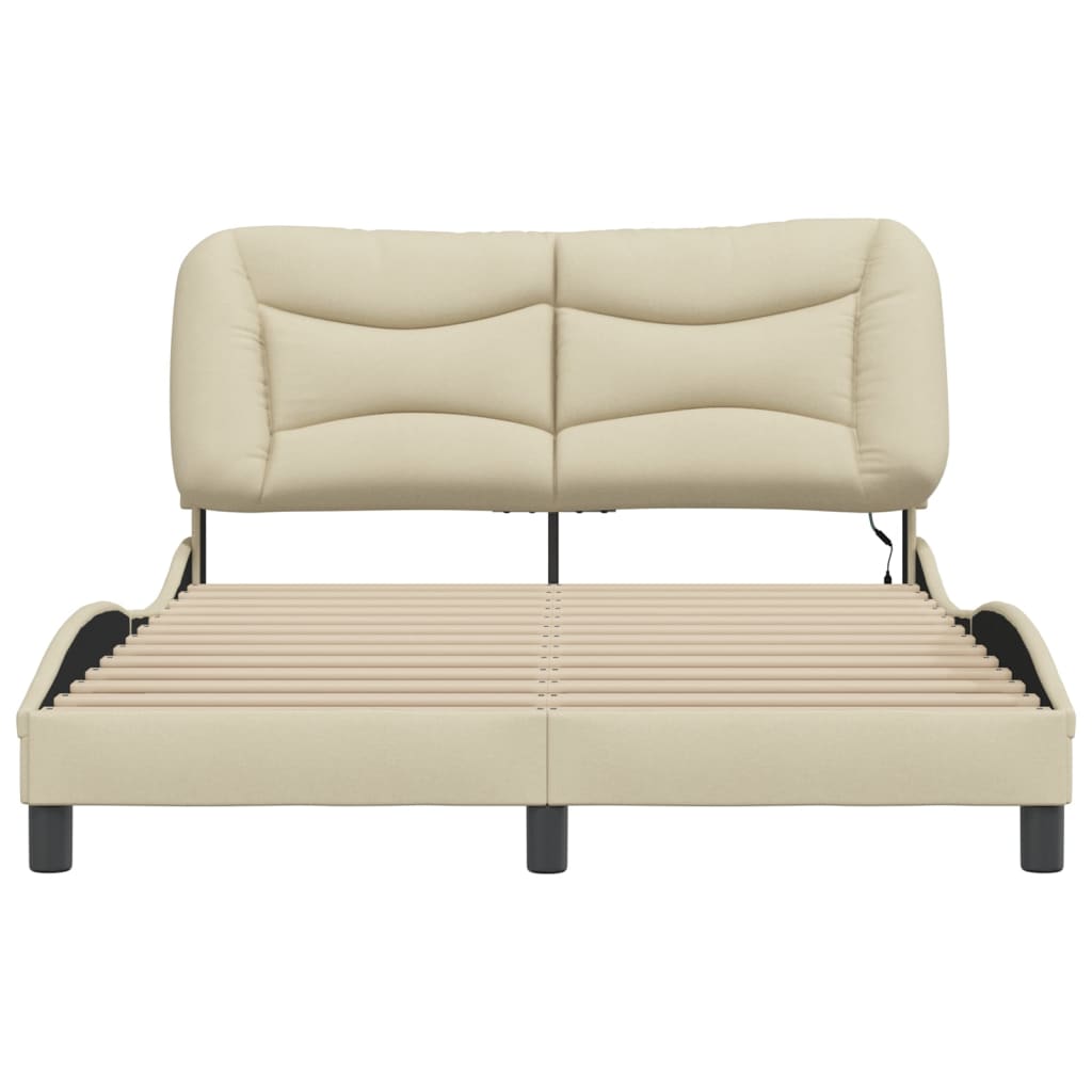 Cadre de lit avec LED sans matelas crème 140x200 cm tissu - XIOS