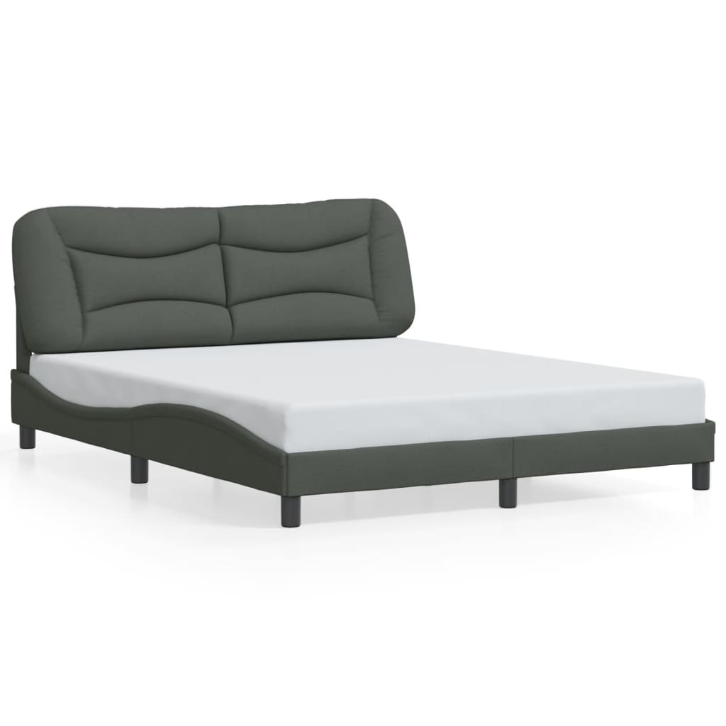 Cadre de lit avec LED sans matelas gris foncé 160x200 cm tissu - XIOS