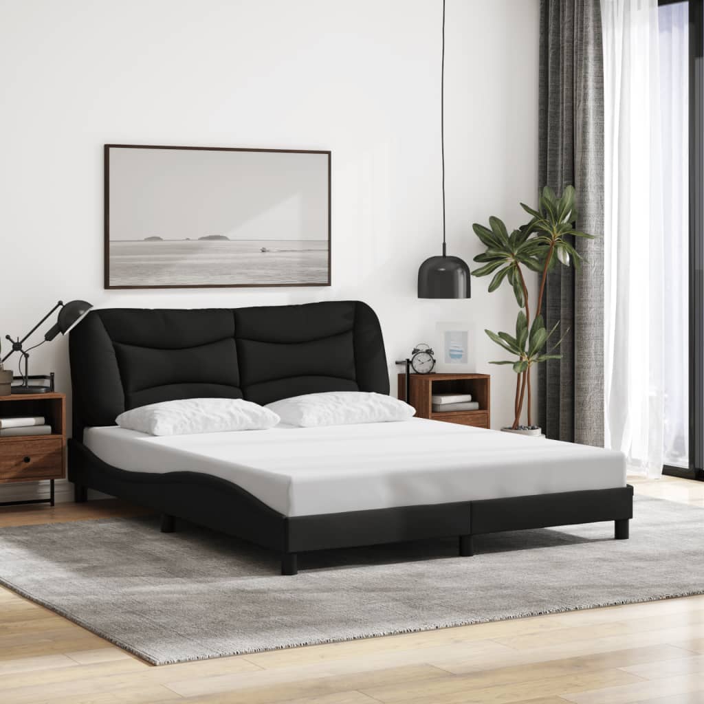 Cadre de lit avec LED sans matelas noir 160x200 cm tissu - XIOS