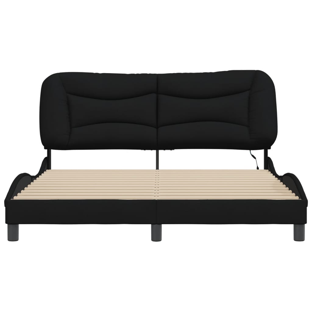 Cadre de lit avec LED sans matelas noir 160x200 cm tissu - XIOS