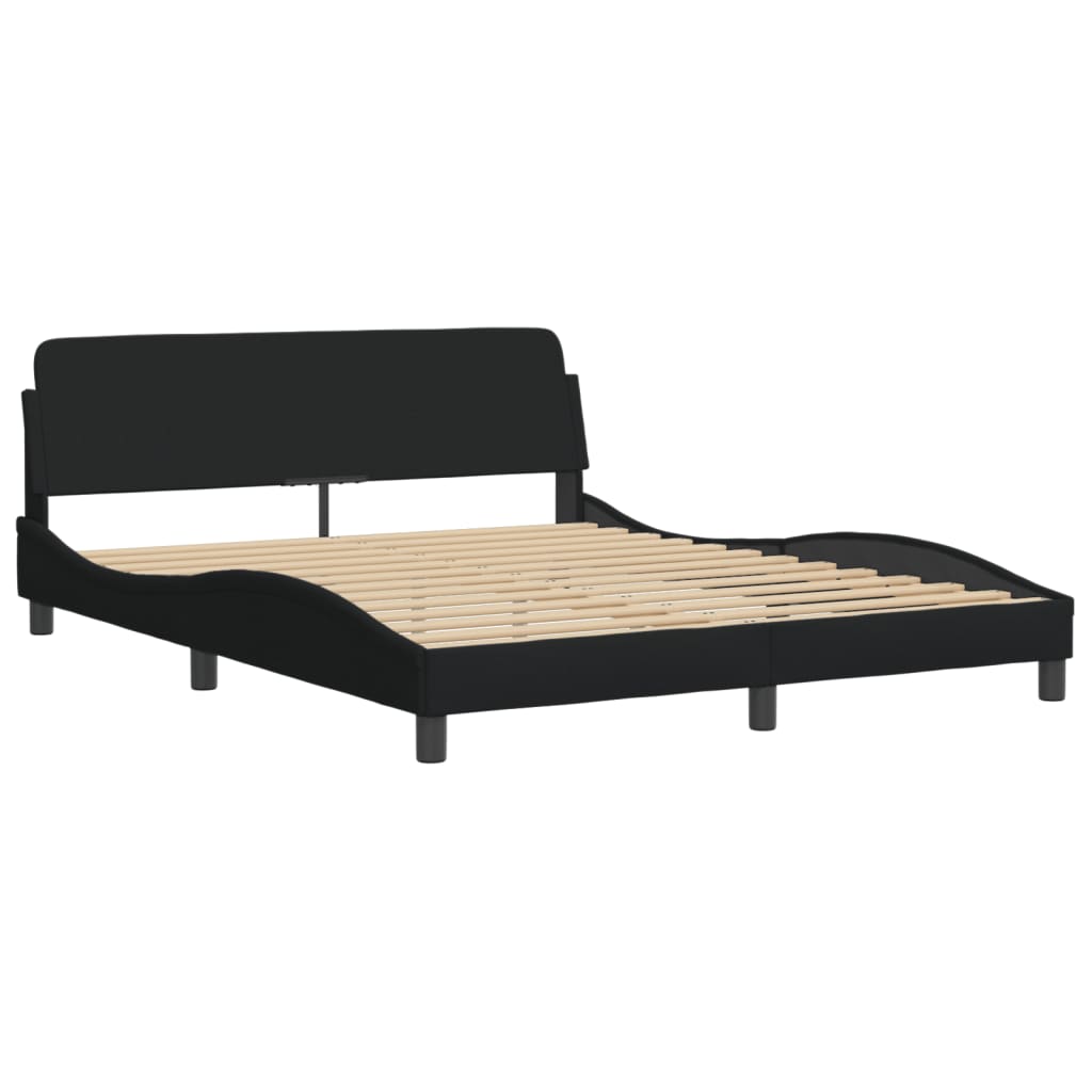 Cadre de lit avec LED sans matelas noir 160x200 cm tissu - XIOS
