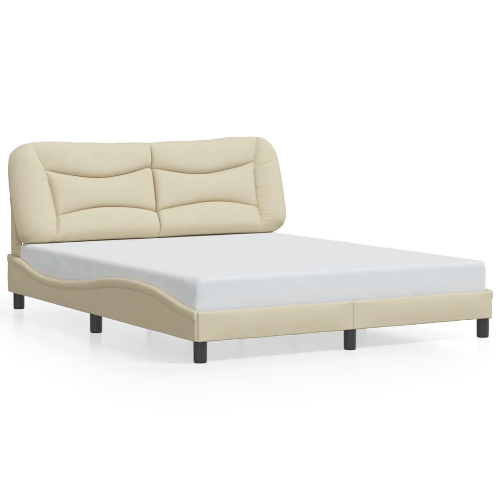 Cadre de lit avec LED sans matelas crème 160x200 cm tissu - XIOS