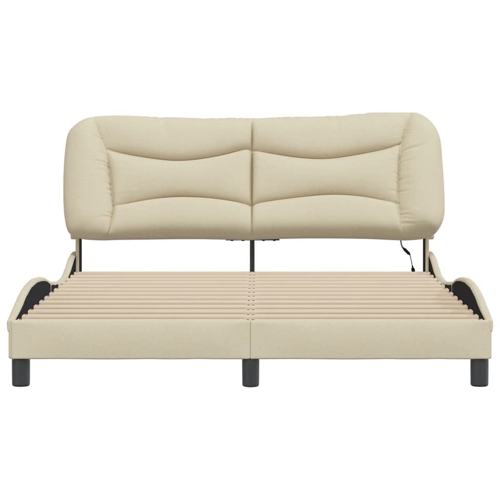 Cadre de lit avec LED sans matelas crème 160x200 cm tissu - XIOS