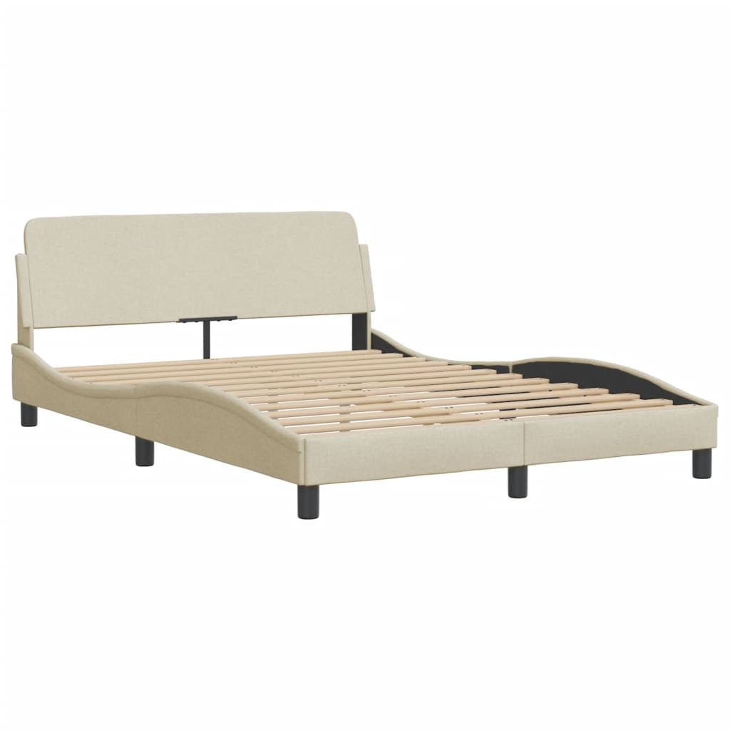 Cadre de lit avec LED sans matelas crème 160x200 cm tissu - XIOS