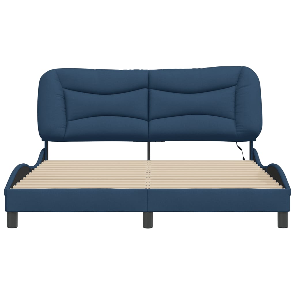 Cadre de lit avec LED sans matelas Hvar bleu 160x200 cm tissu - XIOS