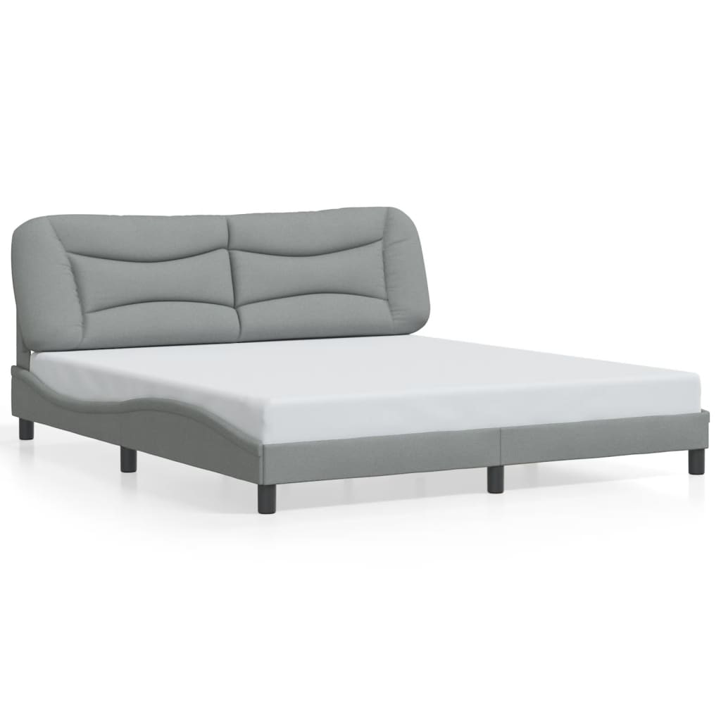 Cadre de lit avec LED sans matelas gris clair 180x200 cm tissu - XIOS