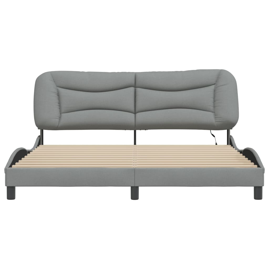 Cadre de lit avec LED sans matelas gris clair 180x200 cm tissu - XIOS