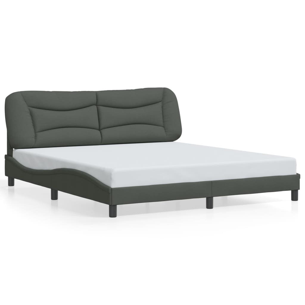 Cadre de lit avec LED sans matelas gris foncé 180x200 cm tissu - XIOS
