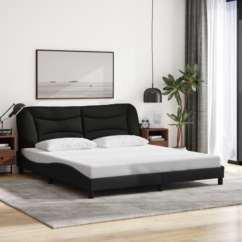 Cadre de lit avec LED sans matelas noir 180x200 cm tissu - XIOS