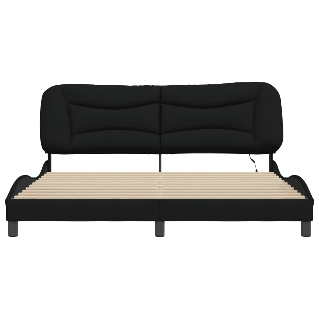 Cadre de lit avec LED sans matelas noir 180x200 cm tissu - XIOS