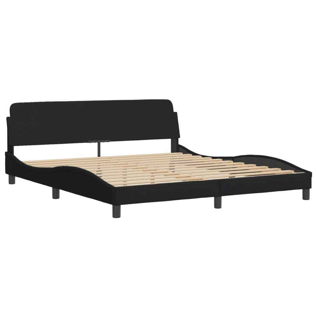 Cadre de lit avec LED sans matelas noir 180x200 cm tissu - XIOS