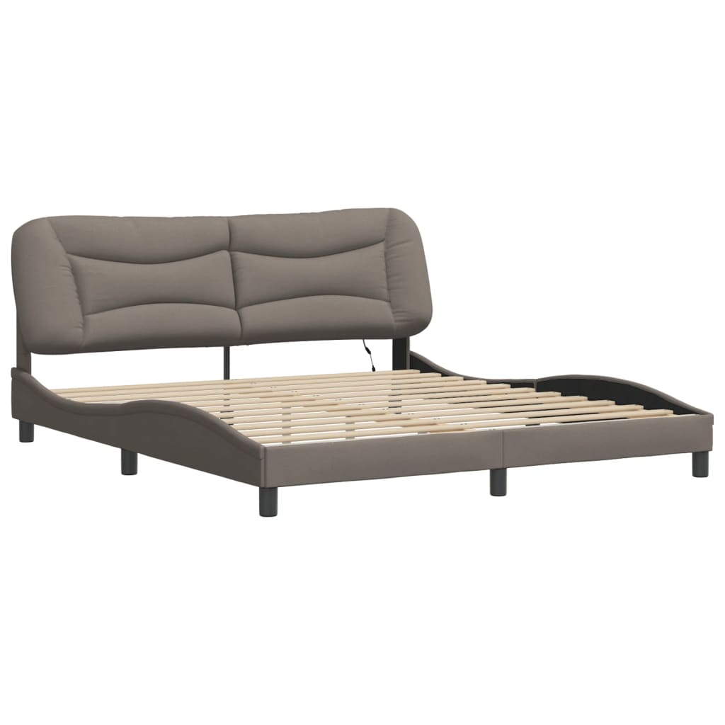 Cadre de lit avec LED sans matelas Hvar taupe 180x200 cm tissu - XIOS