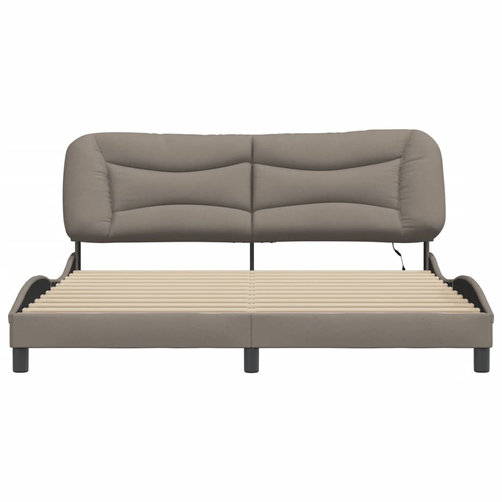 Cadre de lit avec LED sans matelas Hvar taupe 180x200 cm tissu - XIOS