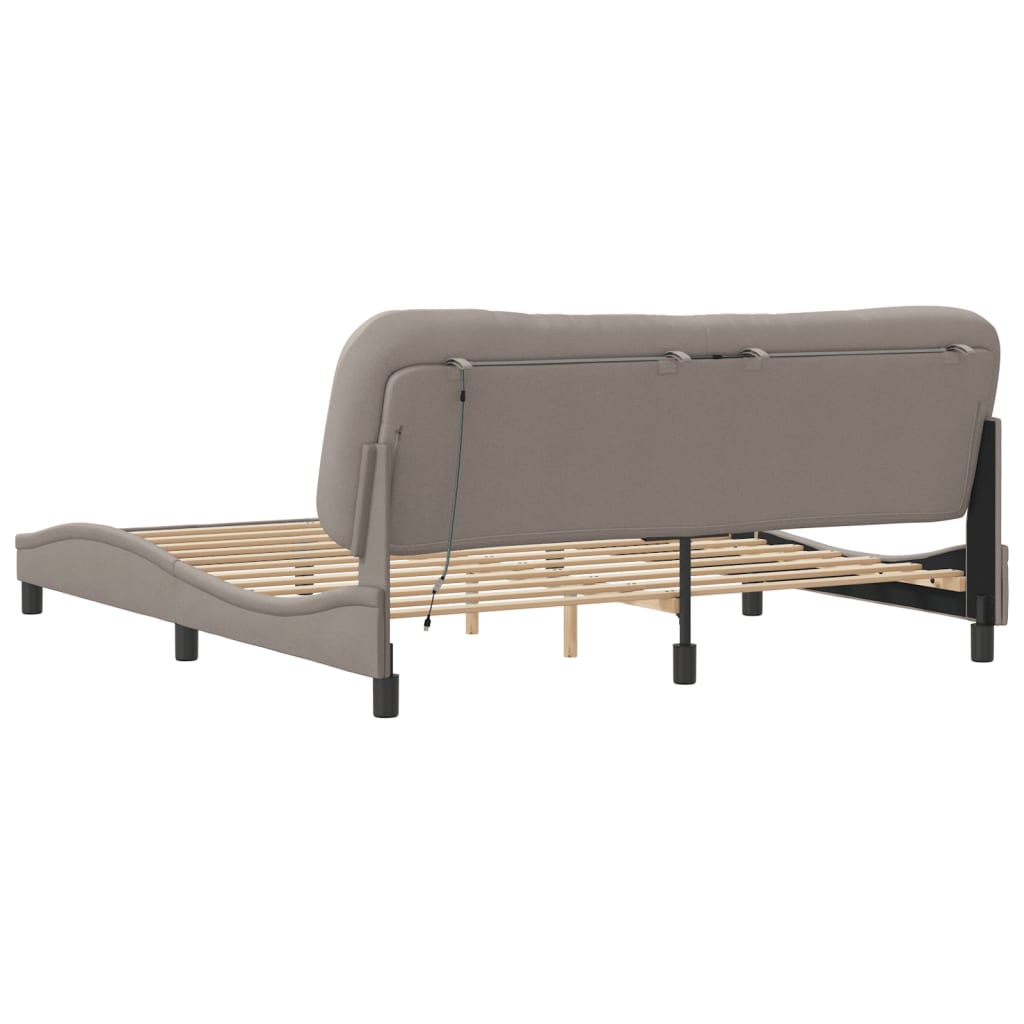 Cadre de lit avec LED sans matelas Hvar taupe 180x200 cm tissu - XIOS