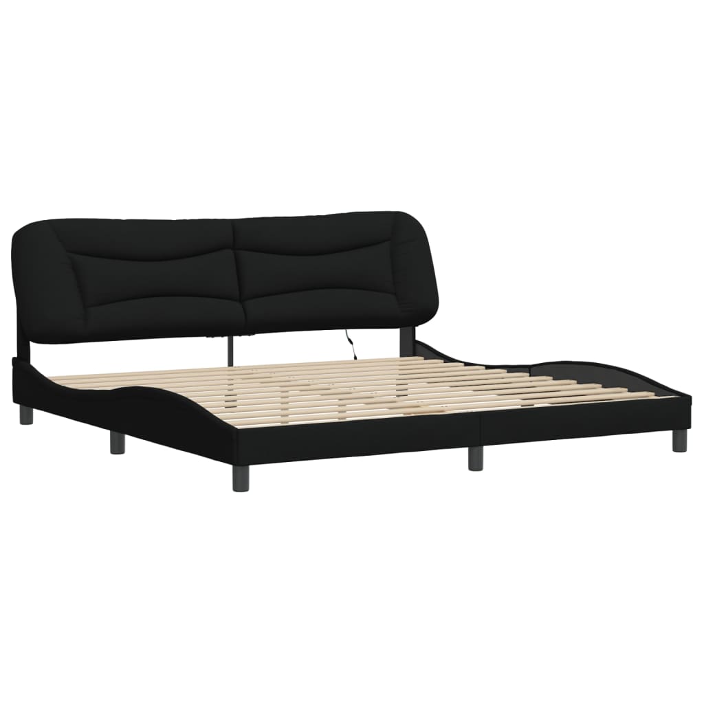 Cadre de lit avec LED sans matelas noir 200x200 cm tissu - XIOS
