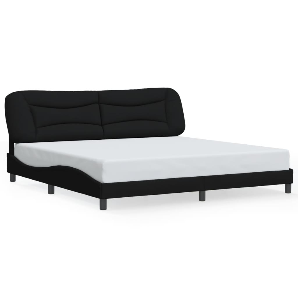 Cadre de lit avec LED sans matelas noir 200x200 cm tissu - XIOS