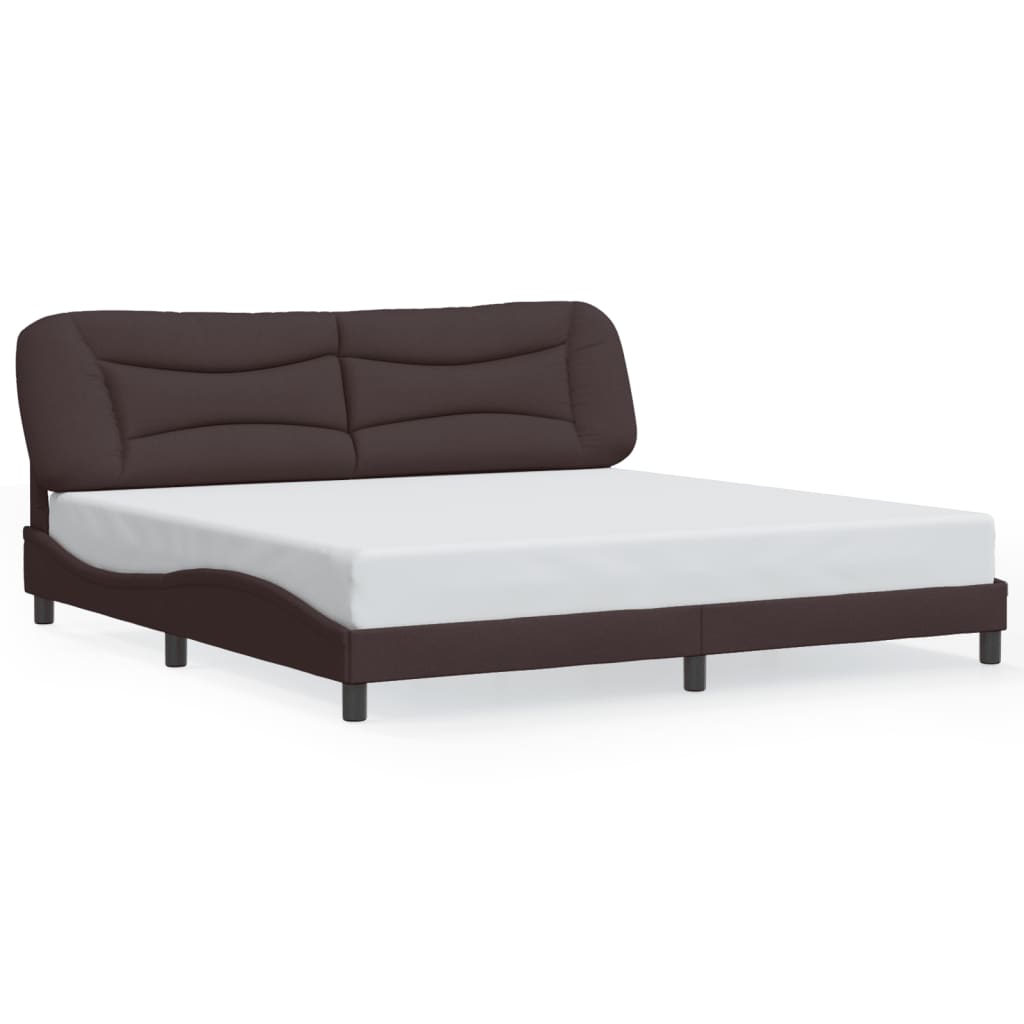 Cadre de lit avec LED sans matelas marron foncé 200x200cm tissu - XIOS