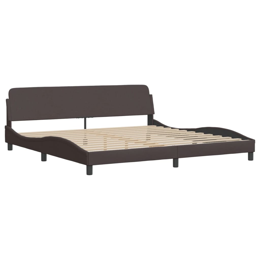 Cadre de lit avec LED sans matelas marron foncé 200x200cm tissu - XIOS