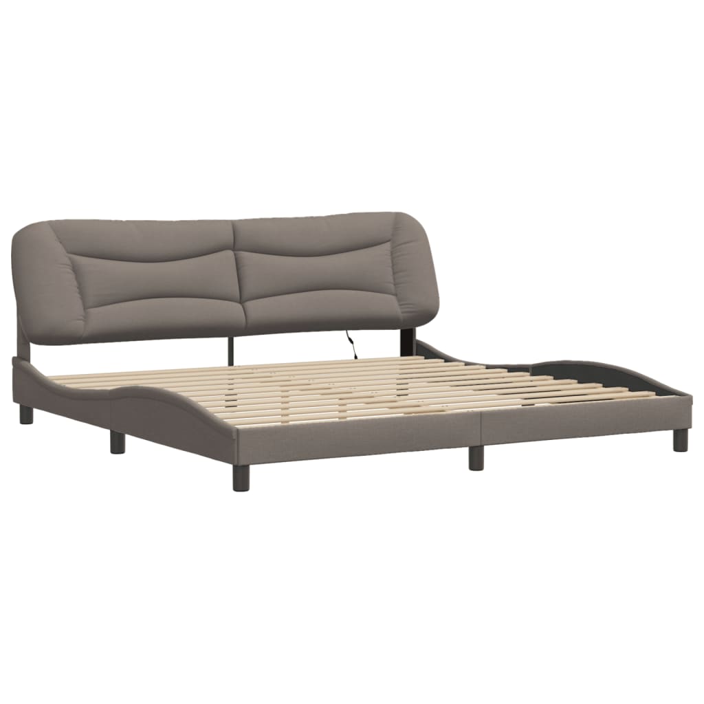 Cadre de lit avec LED sans matelas Hvar taupe 200x200 cm tissu - XIOS