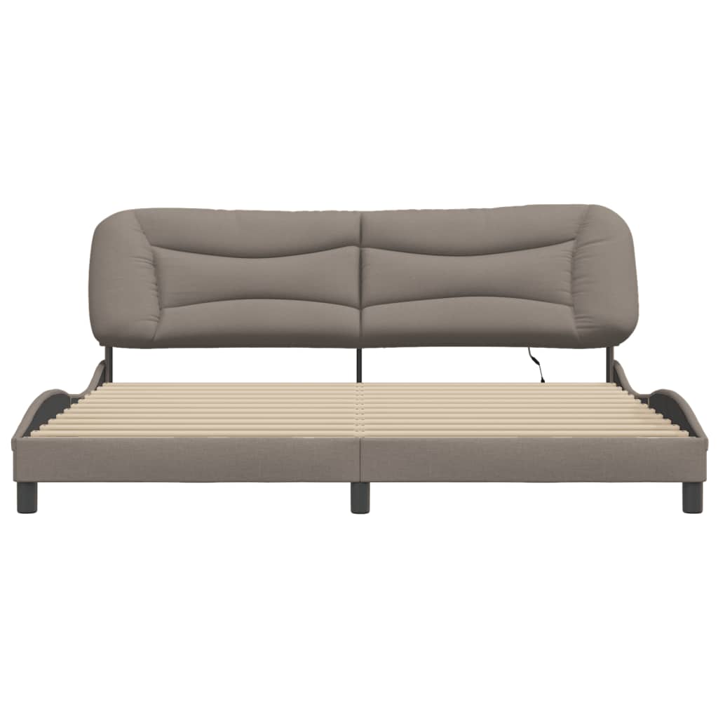 Cadre de lit avec LED sans matelas Hvar taupe 200x200 cm tissu - XIOS