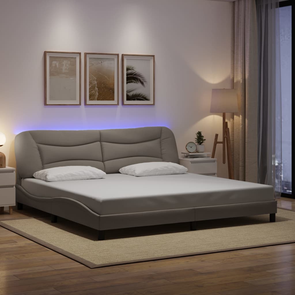 Cadre de lit avec LED sans matelas Hvar taupe 200x200 cm tissu - XIOS