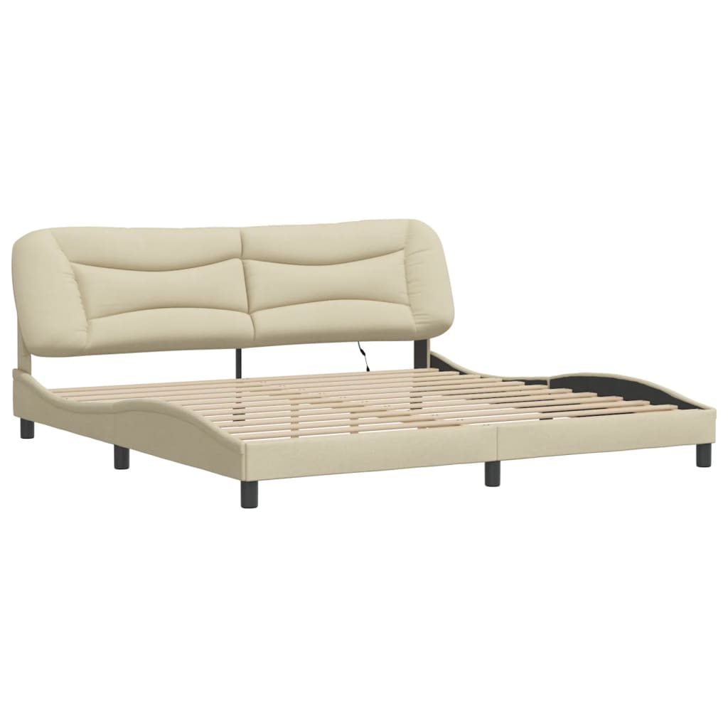 Cadre de lit avec lumières LED crème 200x200 cm tissu - XIOS