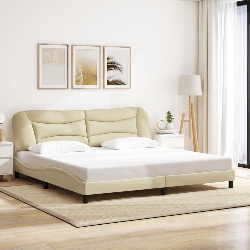 Cadre de lit avec lumières LED crème 200x200 cm tissu - XIOS