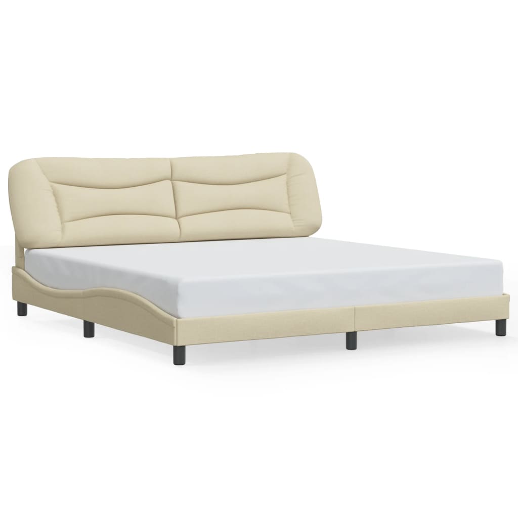 Cadre de lit avec lumières LED crème 200x200 cm tissu - XIOS