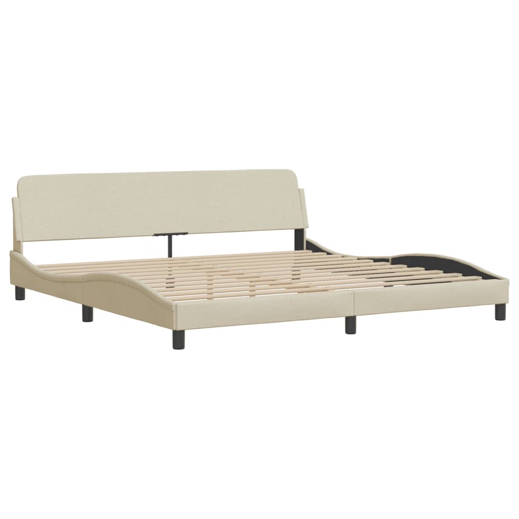 Cadre de lit avec lumières LED crème 200x200 cm tissu - XIOS
