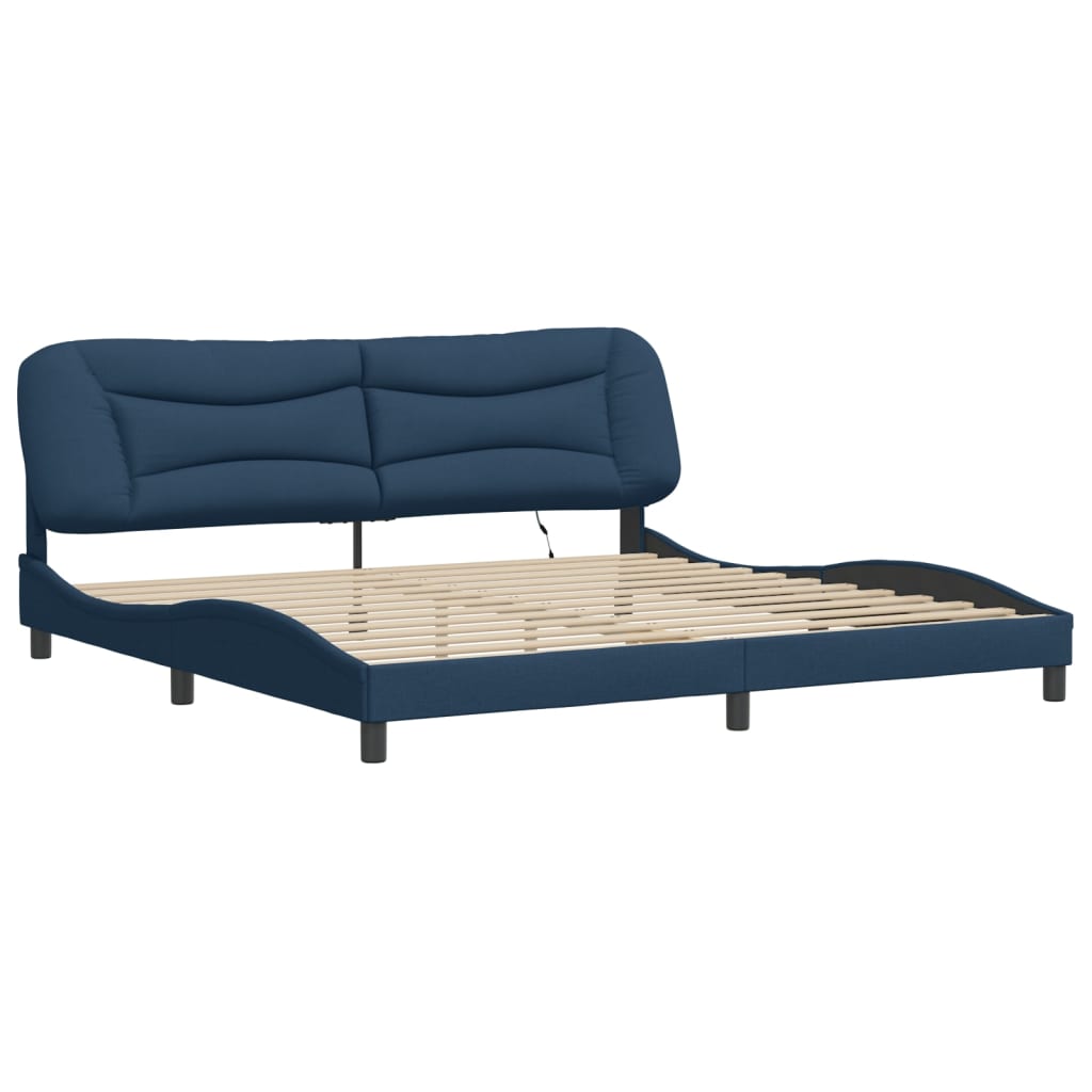 Cadre de lit avec LED sans matelas bleu 200x200 cm tissu - XIOS