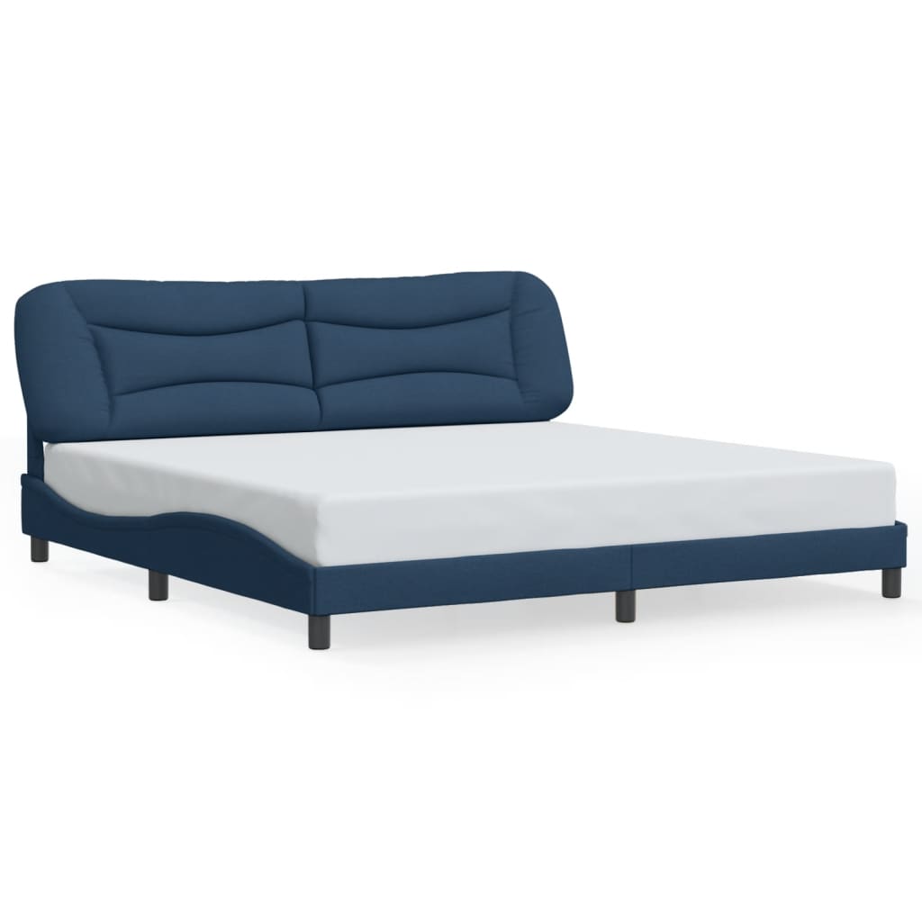 Cadre de lit avec LED sans matelas bleu 200x200 cm tissu - XIOS