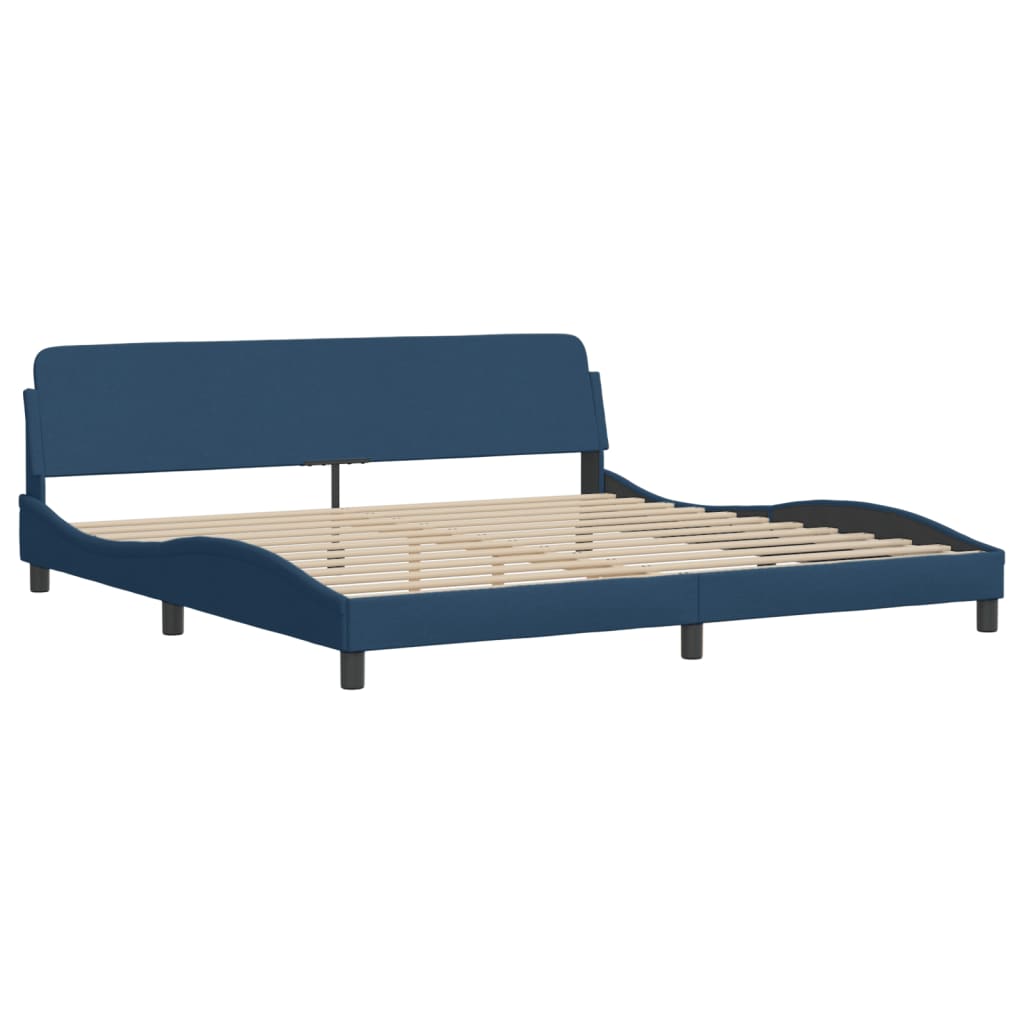 Cadre de lit avec LED sans matelas bleu 200x200 cm tissu - XIOS