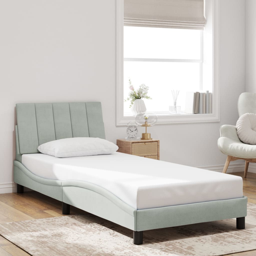 Cadre de lit avec LED sans matelas gris clair 90x190 cm velours - XIOS