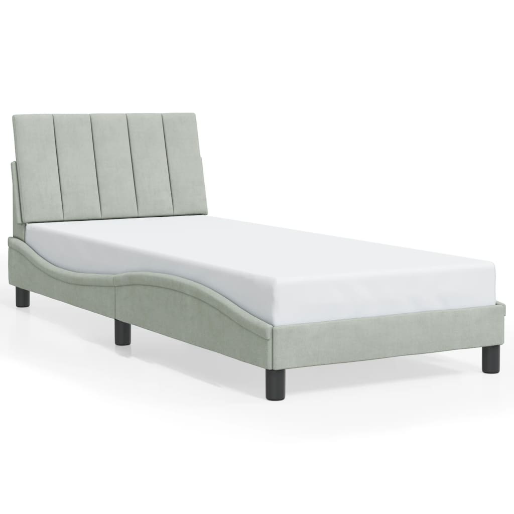 Cadre de lit avec LED sans matelas gris clair 90x190 cm velours - XIOS