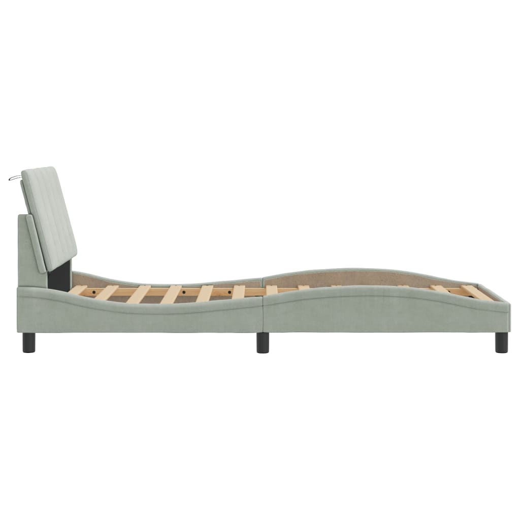 Cadre de lit avec LED sans matelas gris clair 90x190 cm velours - XIOS