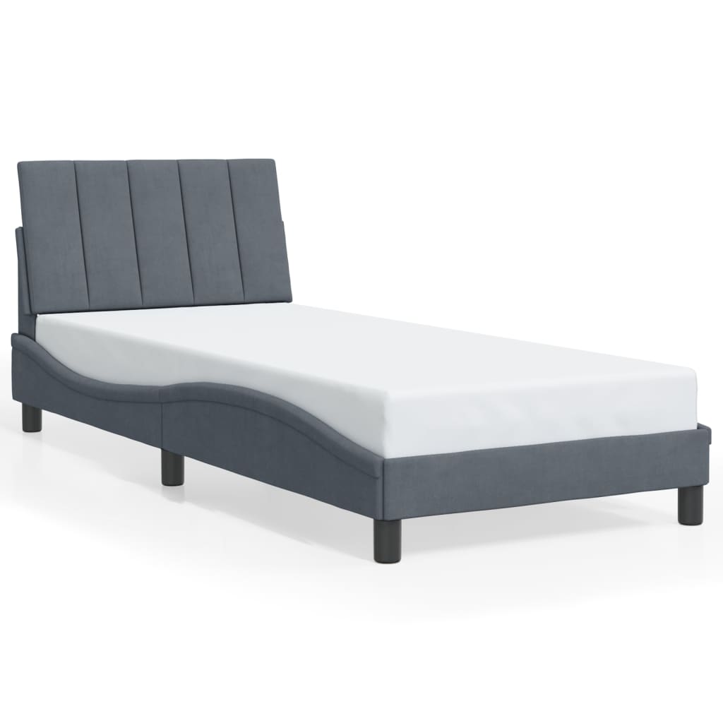 Cadre de lit avec LED sans matelas gris foncé 90x190 cm velours - XIOS