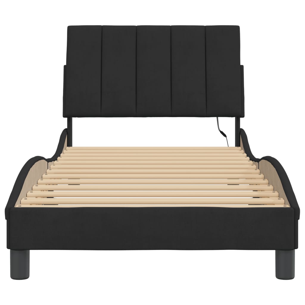 Cadre de lit avec LED sans matelas noir 90x200 cm velours - XIOS