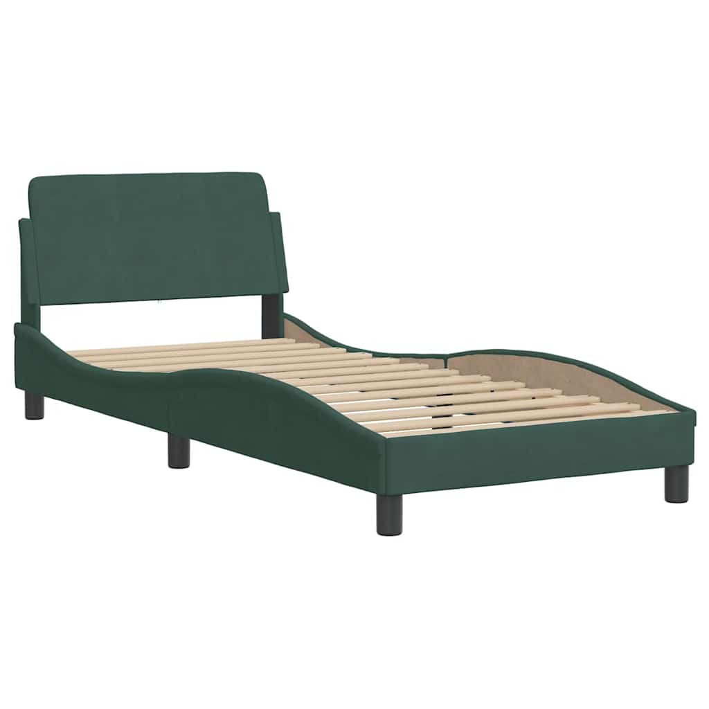 Cadre de lit avec LED sans matelas vert foncé 90x200 cm velours - XIOS