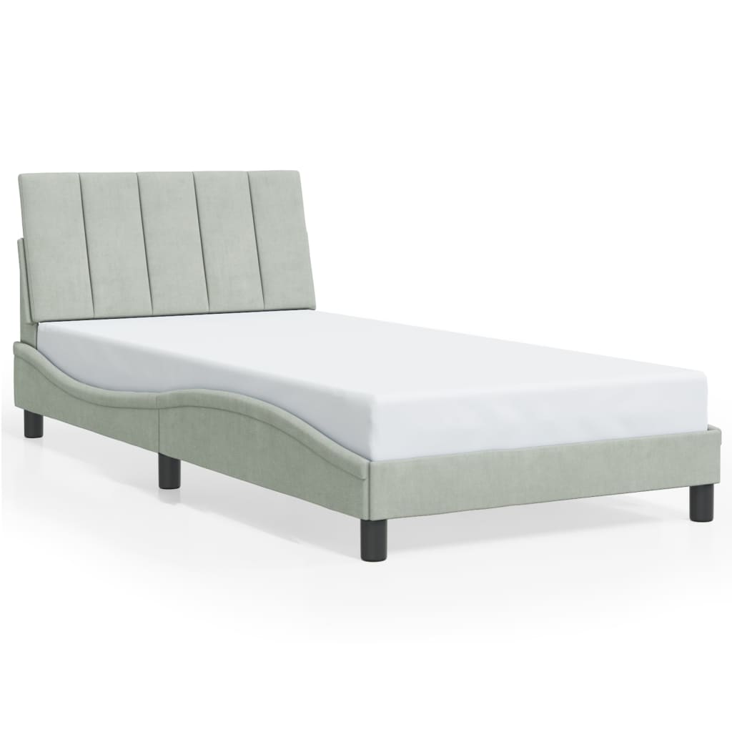 Cadre de lit avec LED sans matelas gris clair 100x200cm velours - XIOS