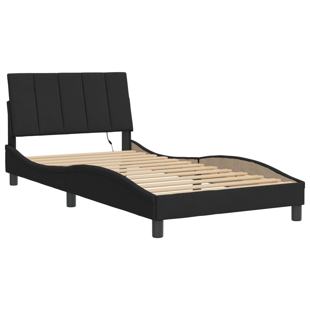 Cadre de lit avec LED sans matelas noir 100x200 cm velours - XIOS