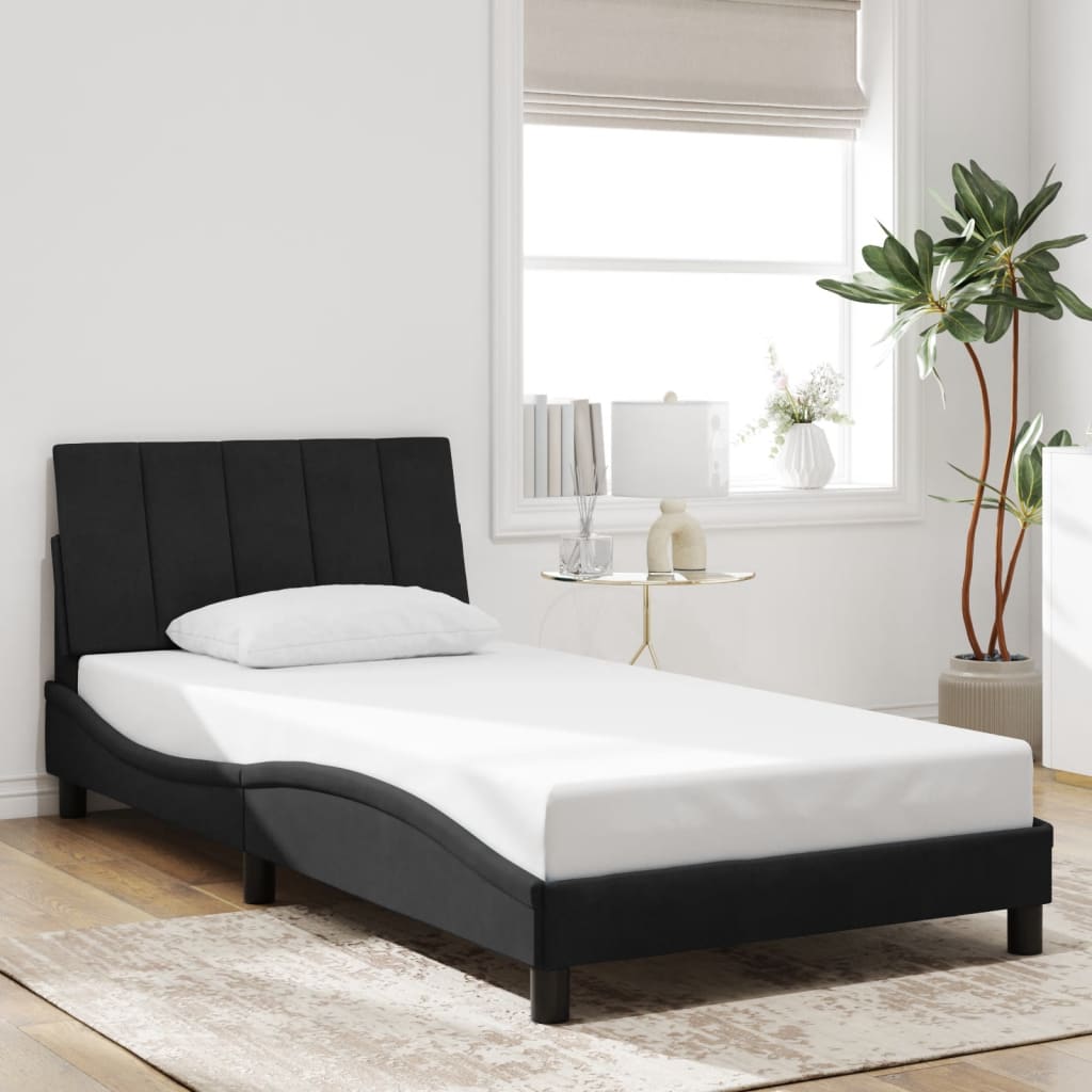 Cadre de lit avec LED sans matelas noir 100x200 cm velours - XIOS