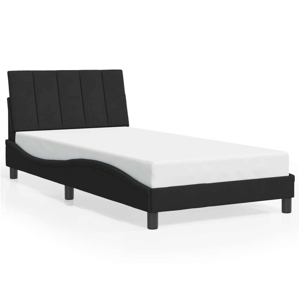 Cadre de lit avec LED sans matelas noir 100x200 cm velours - XIOS
